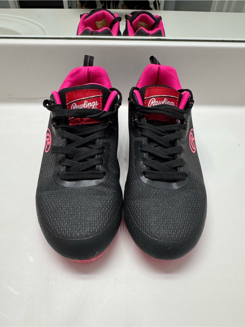 Rawlings Black with Hot Pink Athletic Shoes for softball 🥎